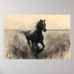 Póster Caballo Majestuoso Galopando en la Naturaleza - Mo