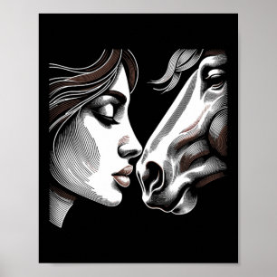 Póster Caballo Mamá Ecuestre Horseck Montando Vaquera Par