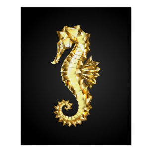 Póster Caballo marino polígono de oro
