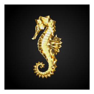 Póster Caballo marino polígono de oro
