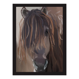 Póster Caballo marrón con pintura de pelo desordenado
