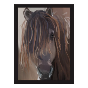 Póster Caballo marrón de pintura moderna