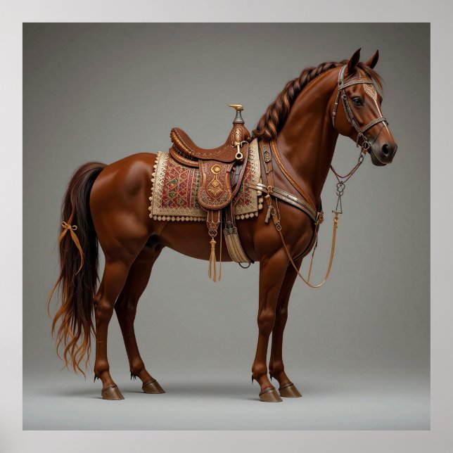 Póster Caballo marrón elegante (Frente)