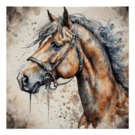Póster Caballo marrón no 4