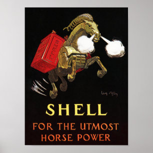 Póster Caballo mecánico con Shell Oil