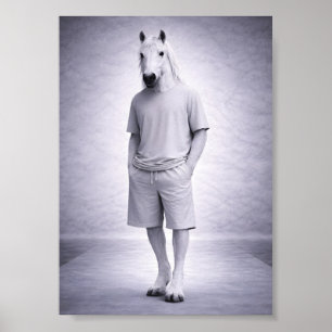 Póster Caballo Mínimo con Ropa Moderna Casual