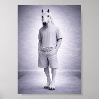 Póster Caballo Mínimo con Ropa Moderna Casual