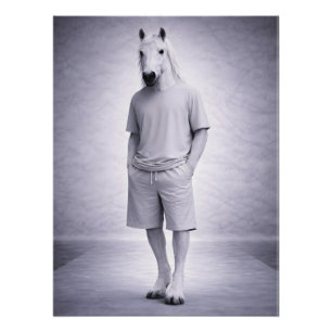 Póster Caballo Mínimo con Ropa Moderna Casual