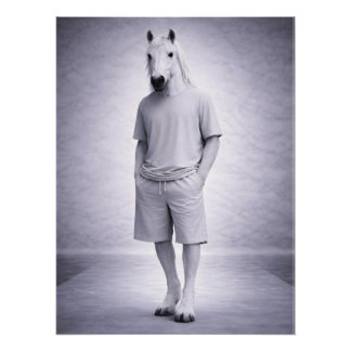 Póster Caballo Mínimo con Ropa Moderna Casual