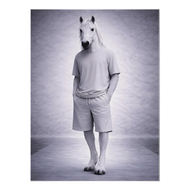 Póster Caballo Mínimo con Ropa Moderna Casual (Anverso)