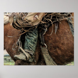 Póster Caballo montando Rodeo Occidental