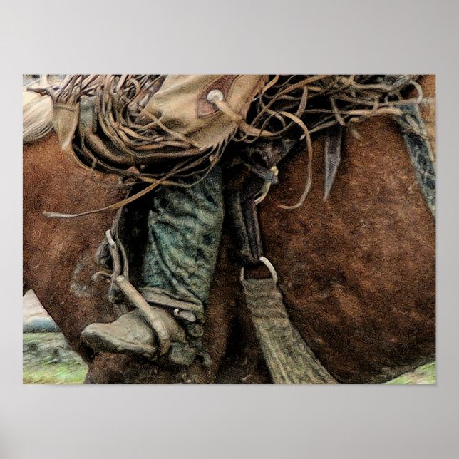 Póster Caballo montando Rodeo Occidental (Frente)