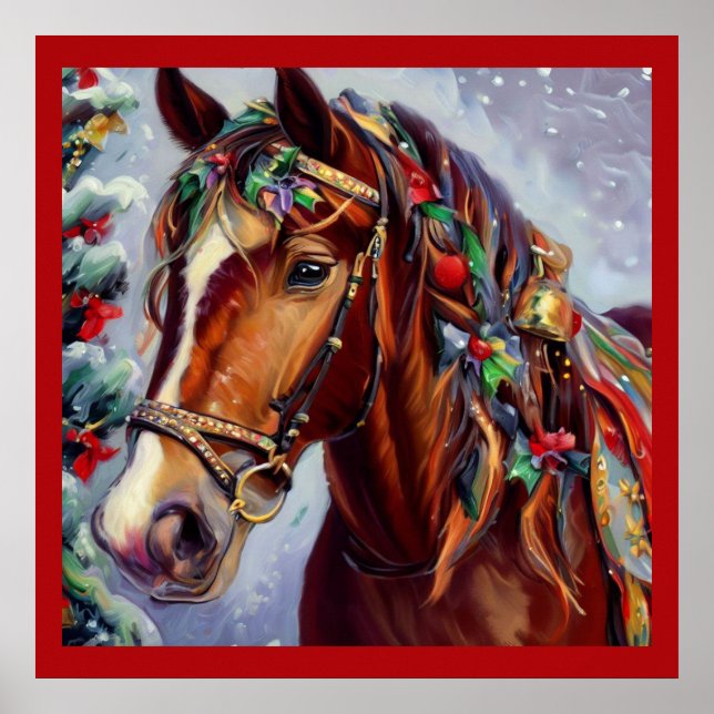 Póster Caballo navidad 2 (Frente)