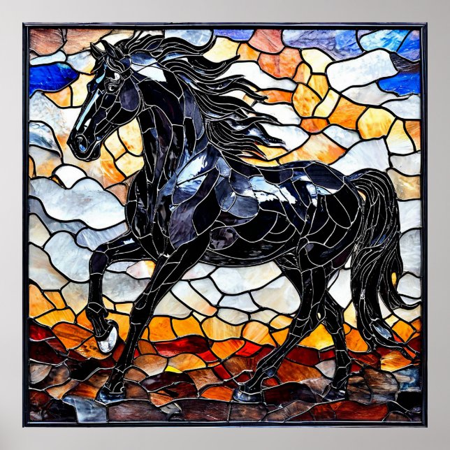 Póster Caballo negro de cristal (Frente)
