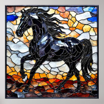 Caballo negro de vidrio emplomado