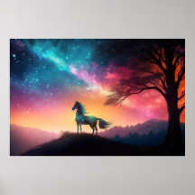 Caballo negro en el vibrante paisaje montañoso
