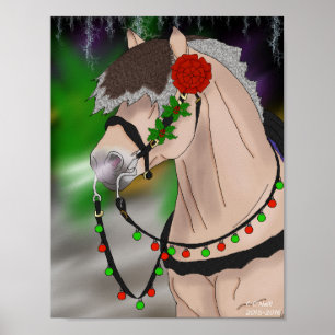 Póster Caballo noruego del fiordo del navidad