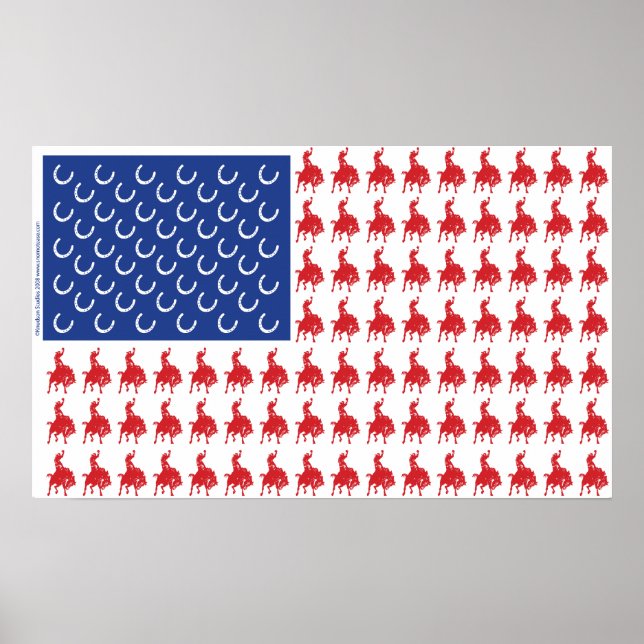 Póster Caballo patriótico y jinete (Frente)