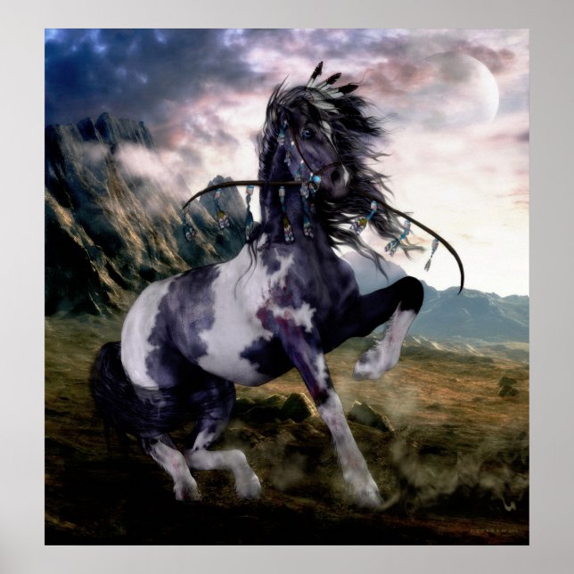 Póster Caballo pintado azul Apache (Frente)