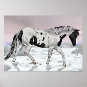 Póster Caballo Pintado Paisaje Místico Nublado