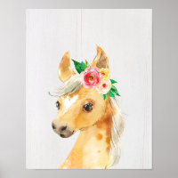 Caballo Potro Floral Acuarela