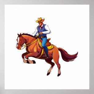 Póster Caballo que se encabrita con el hombre