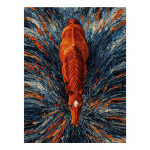Póster Caballo Radiante Vista Superior Impasto Vibrante A