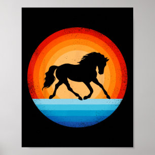 Póster Caballo Retro Vintage Sunset Farm Horseback Riding