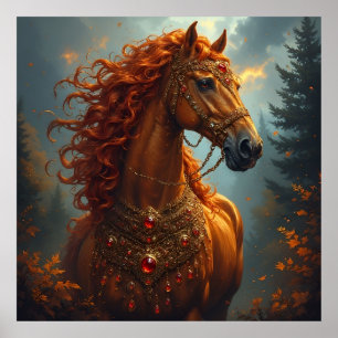 Póster Caballo rojo magnífico