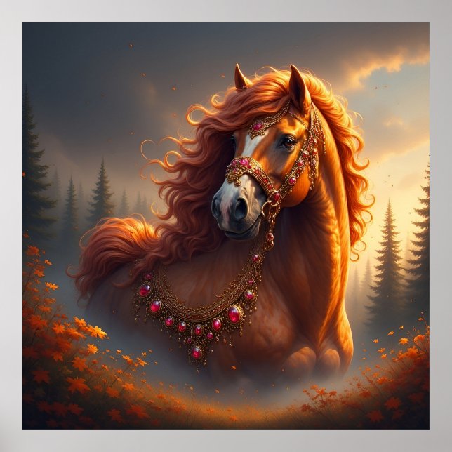 Póster Caballo Rojo Majestuoso (Frente)