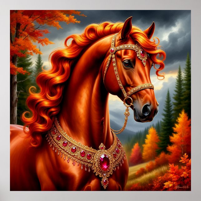 Póster Caballo Rojo Majestuoso (Frente)