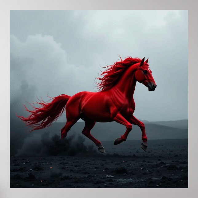 Póster Caballo Rojo Majestuoso Corriendo (Frente)