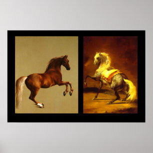 PÓSTER CABALLO ROJO Y CABALLO GRIS