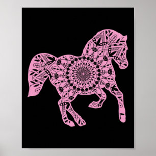 Póster Caballo Rosado Mandala Camiseta Para Caballo De Ca