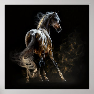 Póster Caballo Sahara, colores abstractos, pared de impre