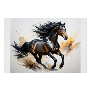 Póster Caballo salvaje abstracto en movimiento