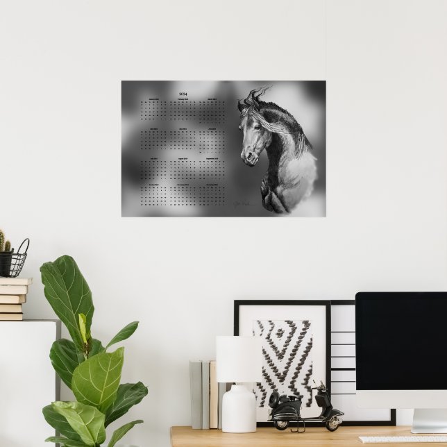 Póster Caballo Semental Hermoso Calentar Anual (Oficina en casa)