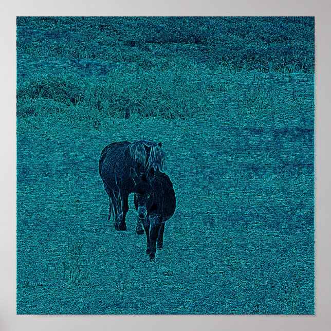 Póster Caballo y burro (Frente)