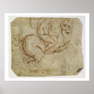 Póster Caballo y Cavalier (pluma y tinta sobre papel)