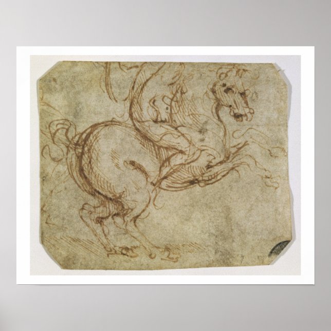 Póster Caballo y Cavalier (pluma y tinta sobre papel) (Frente)