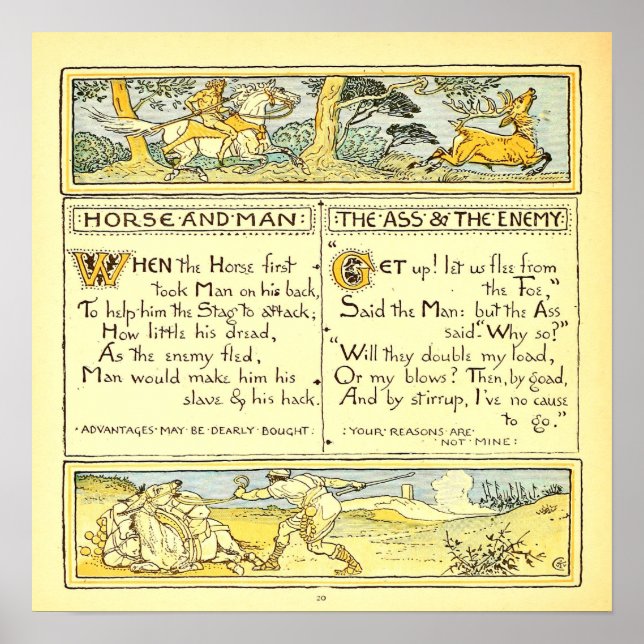 Póster Caballo y hombre Walter Crane (Frente)