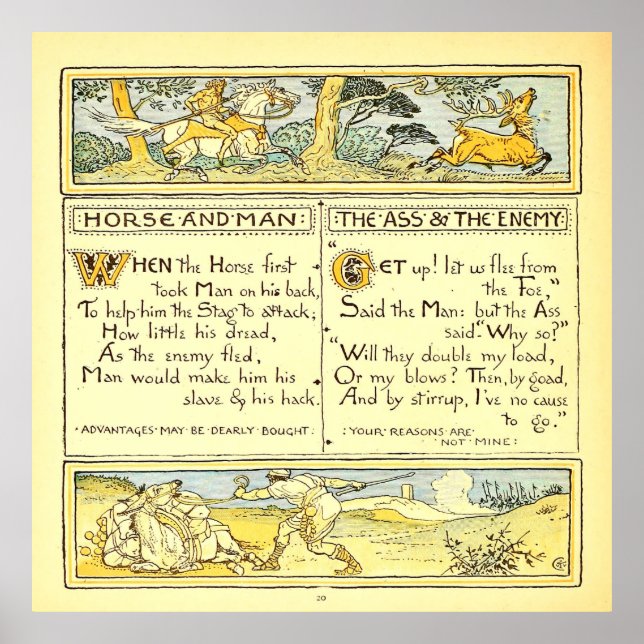 Póster Caballo y hombre Walter Crane (Frente)