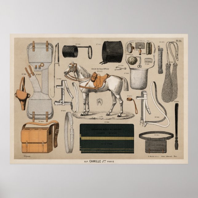 Póster Caballo y suministros (Frente)