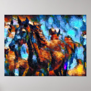 Póster caballos abstractos