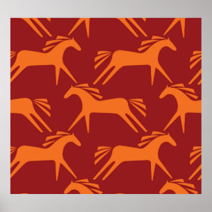 Póster Caballos: Belleza Ecuestre Sin Marea Roja.