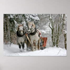 Póster Caballos Borrando Sleigh