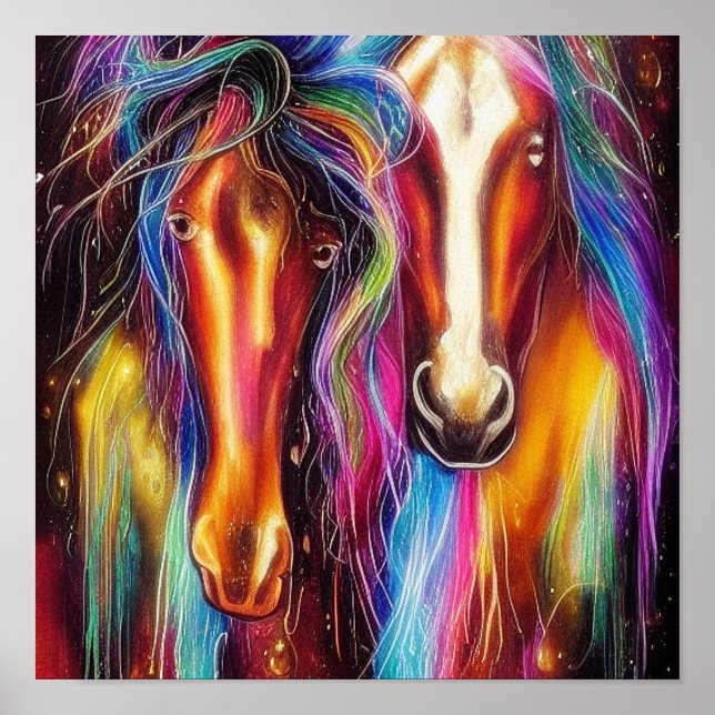 Póster Caballos coloridos   (Frente)