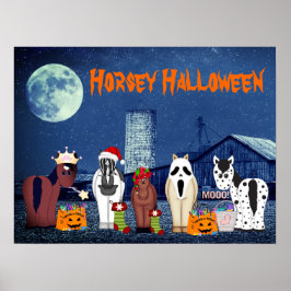 Póster Caballos cortos con disfraces Caballo de Halloween