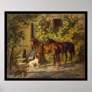 Póster Caballos de Adán Albrecht en el pórtico