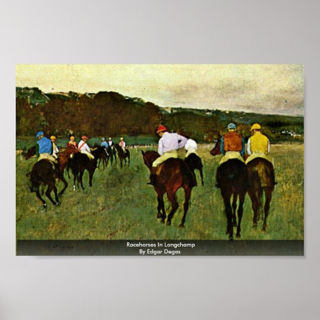 Póster Caballos De Carrera En Longchamp Por Edgar Degas (Frente)
